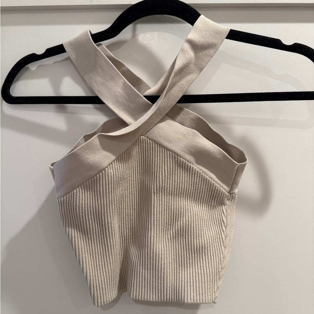 Aritzia Cream Cross-Strap Crop Top - Picture 6 of 7